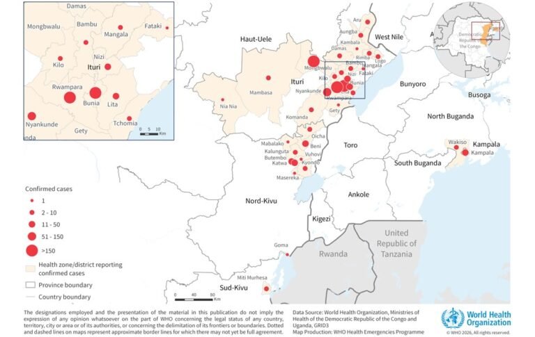 Penyakit Ebola yang disebabkan oleh virus Bundibugyo, Republik Demokratik Kongo & Uganda
